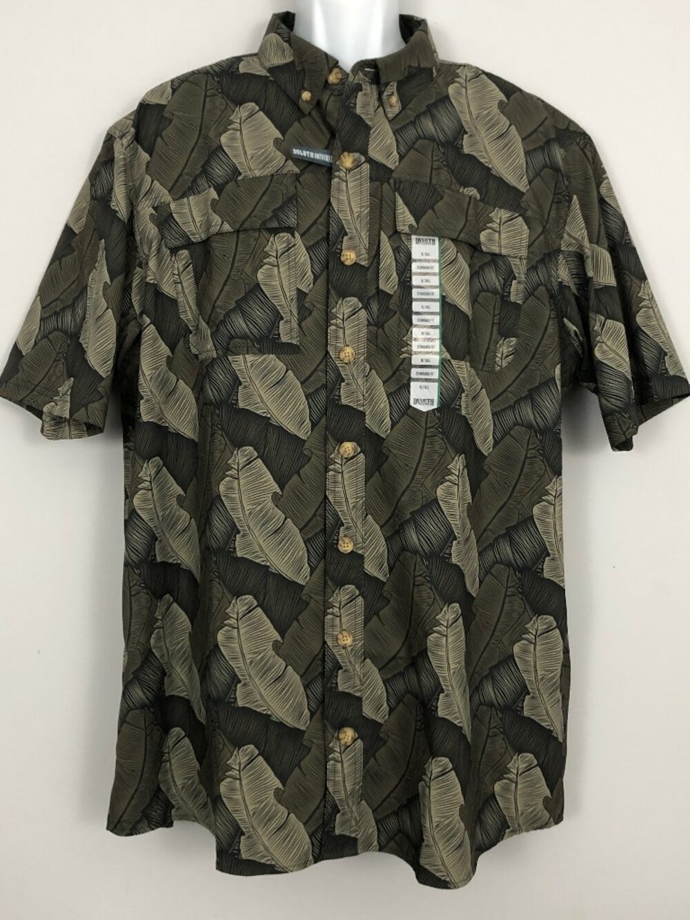 Duluth Trading Co Untucked Shirt Men XLT Green Palm Leaf Gorpcore Vented Utility